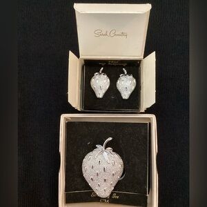 Sarah Coventry Strawberry Ice brooch & earrings